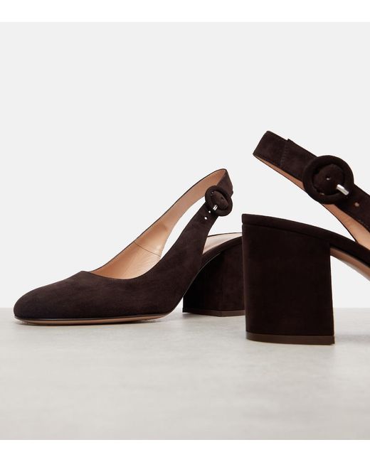 Gianvito Rossi Brown Suede Slingback Pumps