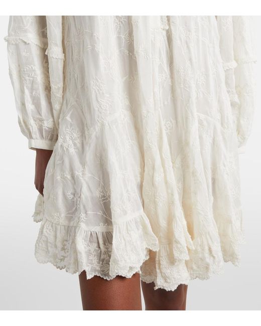 Isabel Marant White Zame Embroidered Cotton And Silk Minidress