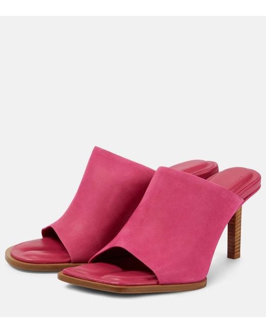 Jacquemus Pink Les Mules Rond Carre Asymmetrical Suede Mules