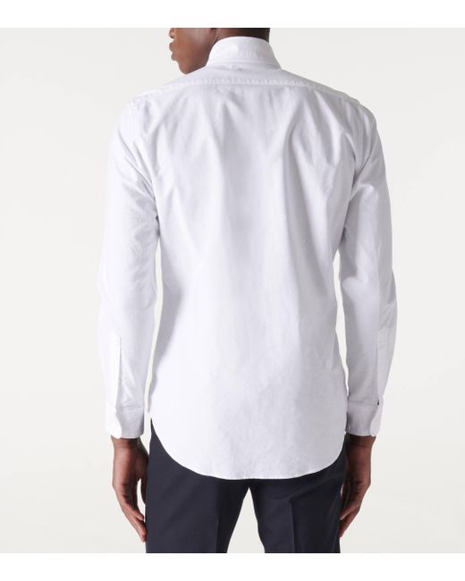 Thom Sweeney White Cotton Oxford Shirt for men
