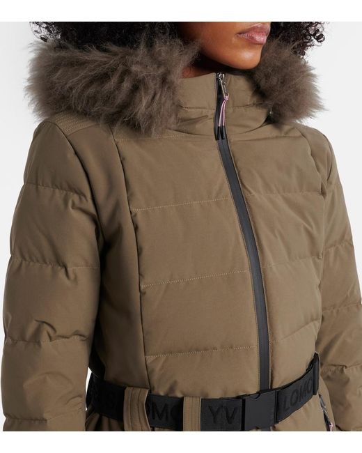 Yves Salomon Green Doudoune 64Cm Belted Down Jacket