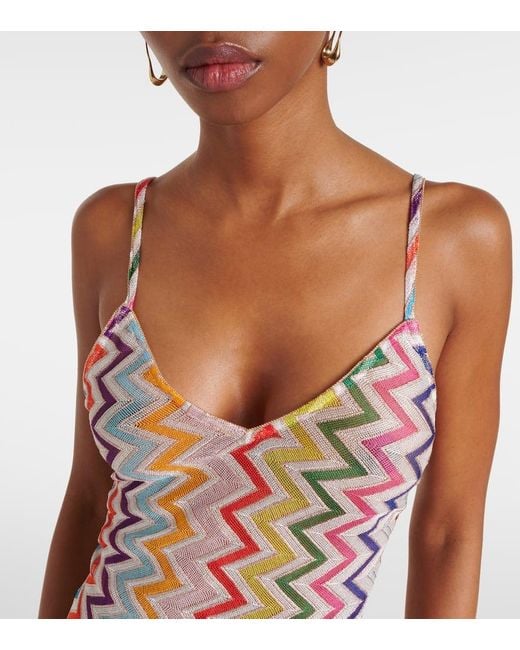 Missoni White Maxikleid Aus Haekelstrick