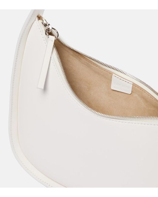 The Row White Half Moon Leather Shoulder Bag