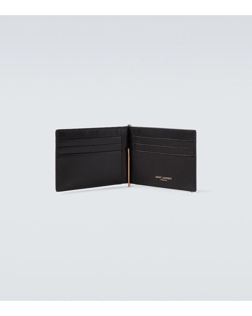Saint Laurent Black Cassandre Leather Wallet for men