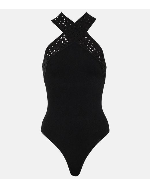 Alaïa Black Noir Vienne Slim-Fit Knitted Bodysuit