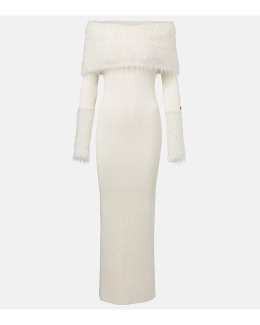 Jean Paul Gaultier White Ribbed-Knit Maxi Dress