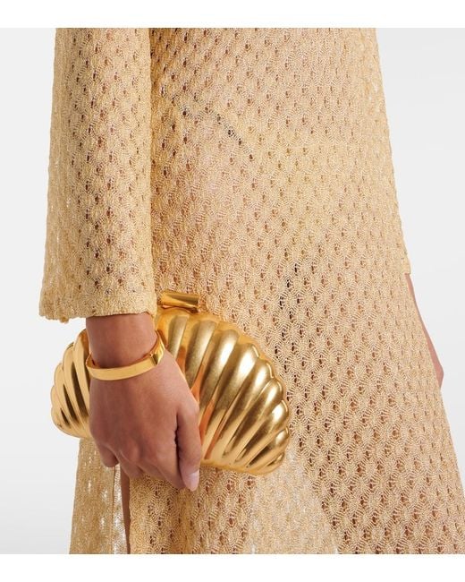 Missoni Natural Open-Knit Tie-Neck Lame Kaftan
