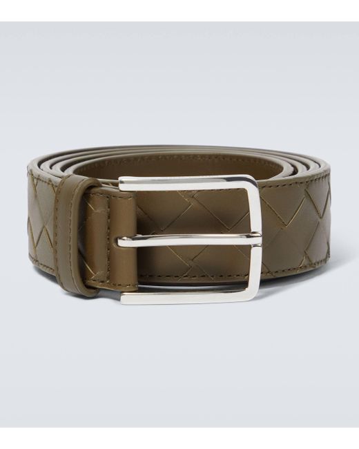 Ceinture en cuir intrecciato Bottega Veneta pour homme en coloris Brown