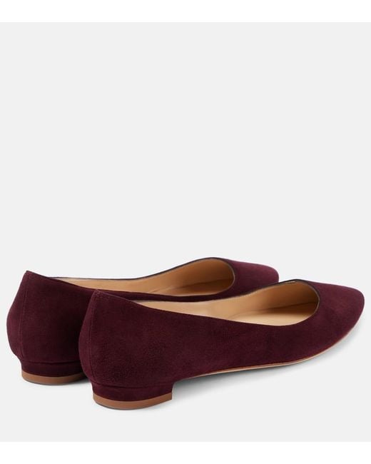 Manolo Blahnik Red Bb Suede Ballet Flats