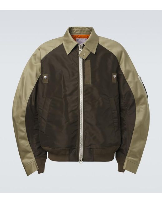 Sacai Green Cotton Chino And Twill Blouson Jacket for men