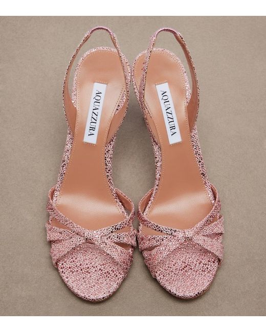 Aquazzura Pink Tati Canvas Slingback Sandals