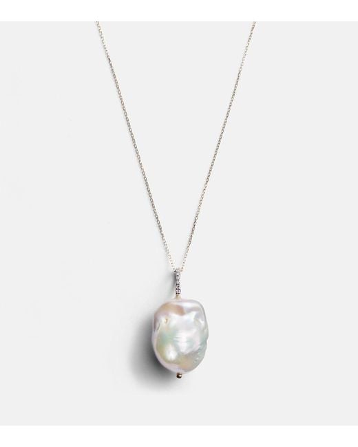 Mateo White 14Kt Necklace With Baroque Pearl And Diamonds