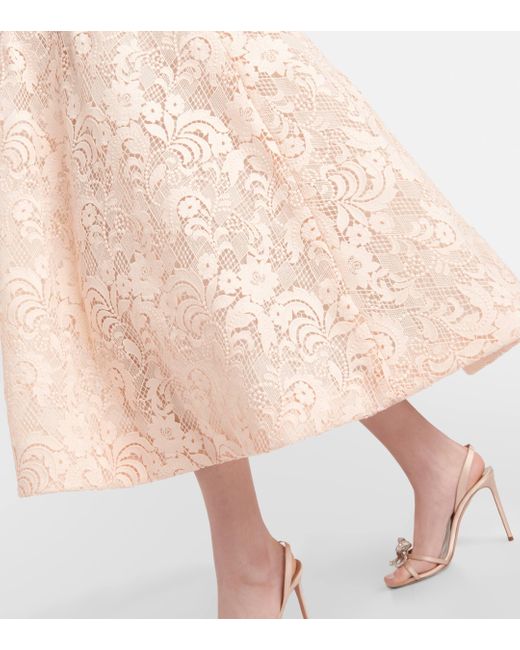 Monique Lhuillier Pink Embroidered Lace Gown