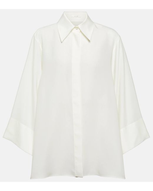 The Row White Malvina Silk Shirt