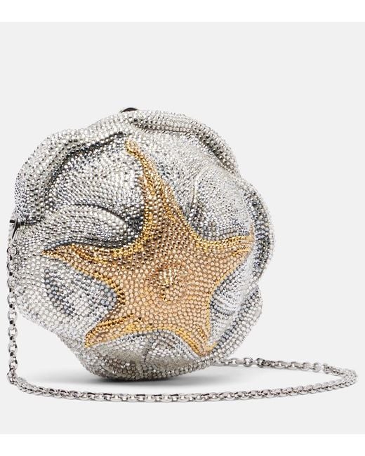 Judith Leiber Metallic Rose Desiree Small Embellished Clutch