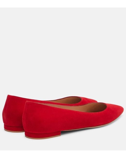 Gianvito Rossi Red Suede Ballet Flats