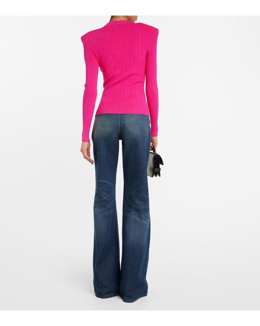 Balmain Pink Verzierter Pullover aus Jersey