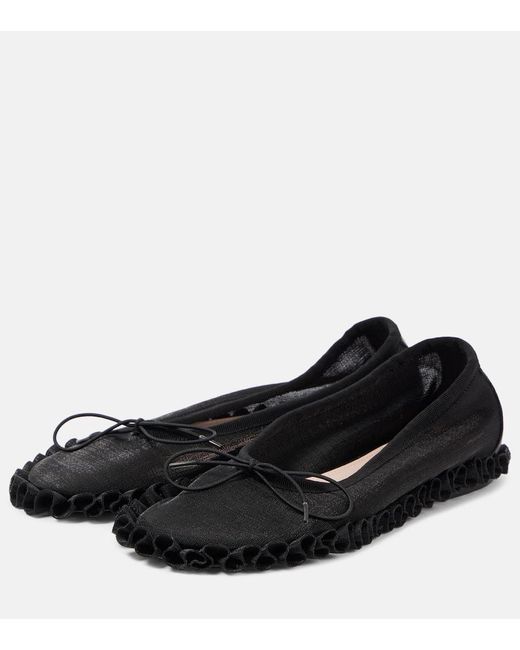 Simone Rocha Black Ruffled Mesh Ballet Flats