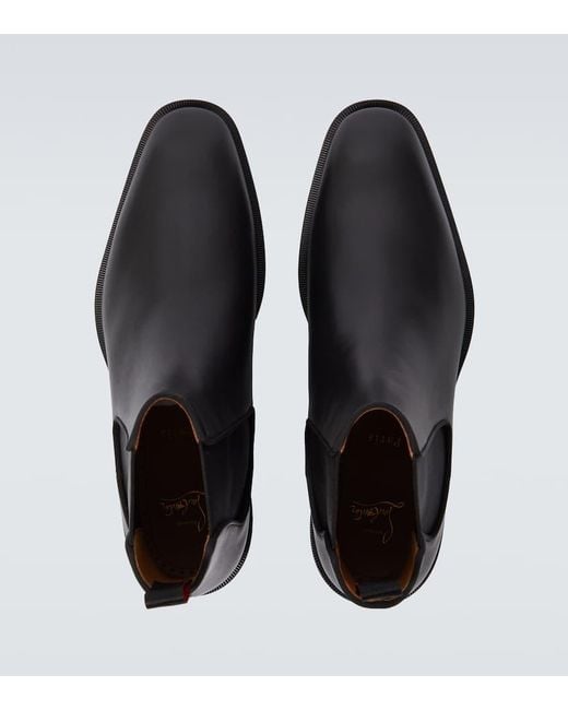 Christian Louboutin Black Alpinosol Leather Chelsea Boots for men