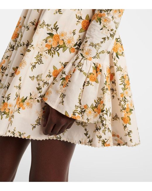 Agua Bendita Metallic Verso Off-Shoulder Floral Cotton Minidress