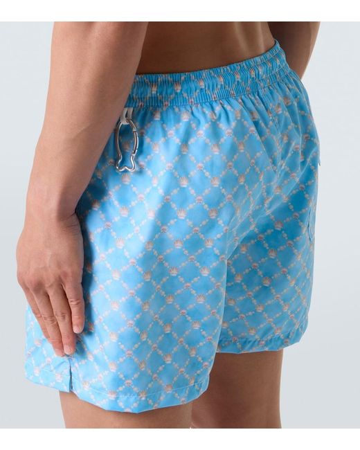 Fedeli Blue Madeira Printed Swim Trunks for men