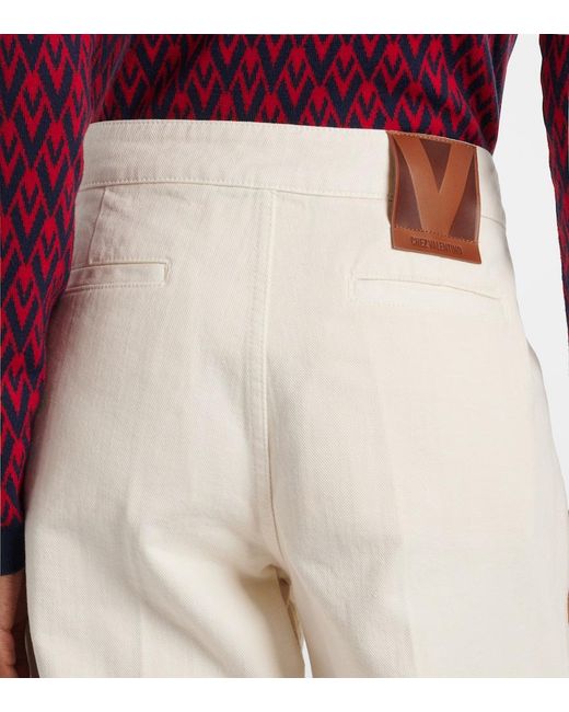 Valentino White Vgold Mid-Rise Wide-Leg Jeans