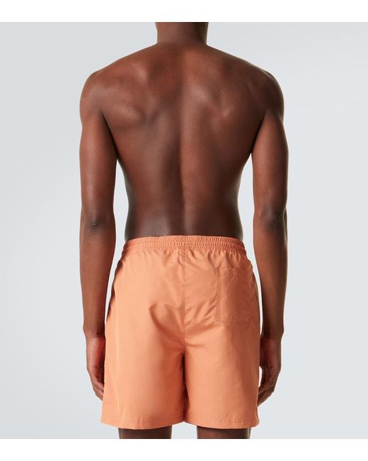 Brunello Cucinelli Orange Logo Swim Trunks for men