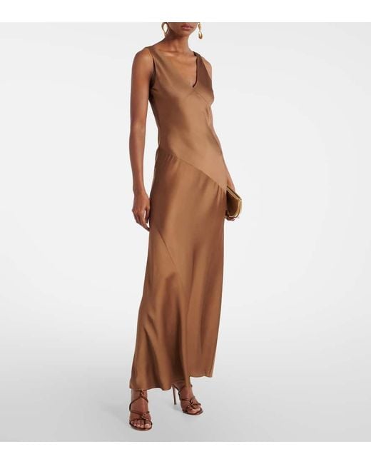 Max Mara Brown Maxikleid Pilly Aus Satin