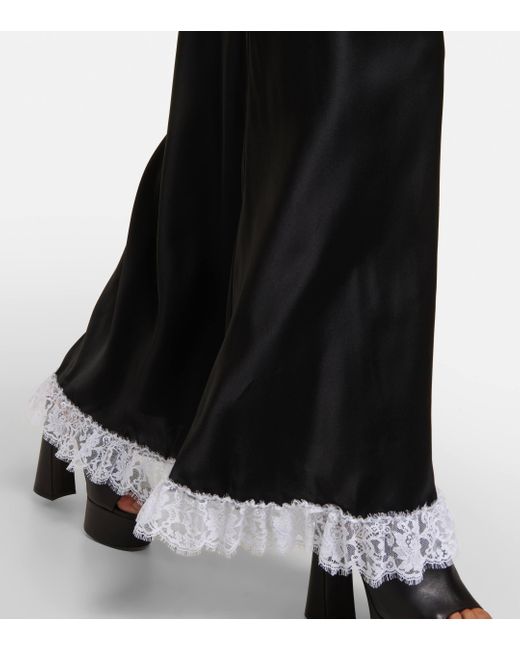 Rodarte Black Lace-trimmed Silk Maxi Dress