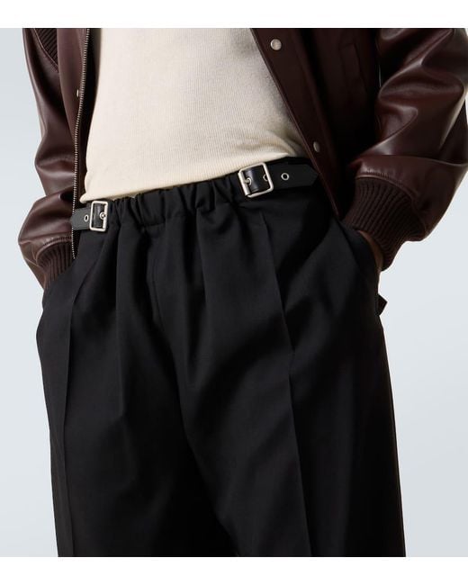 Loewe Black Belted Wool Straight Pants for men