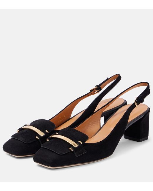 Tod's Black 50 Suede Slingback Pumps