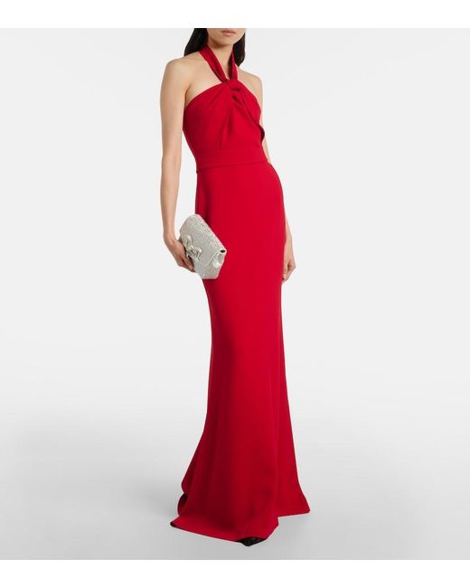 Elie Saab Red Draped Halterneck Gown