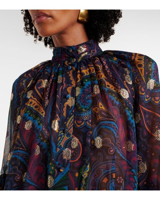 Etro Blue Paisley Silk Shirt