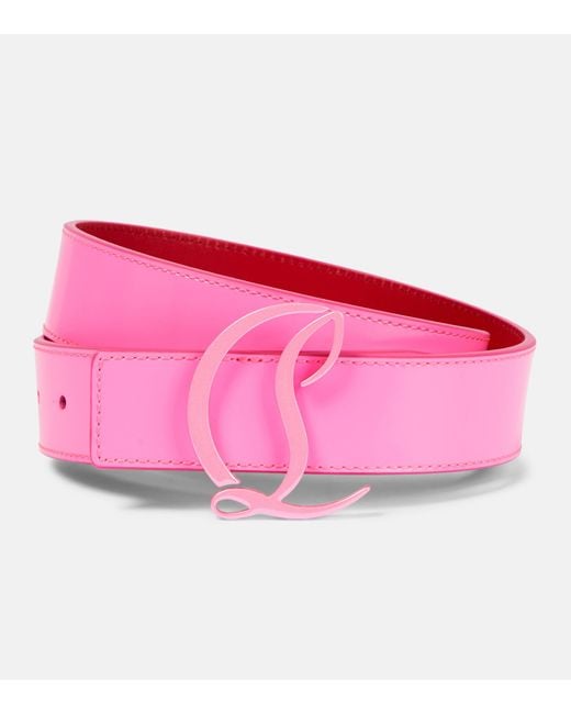 Christian Louboutin Pink Logo Leather Belt