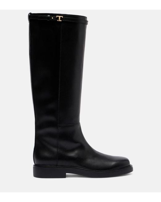 Tod's Black Leather Knee-High Boots