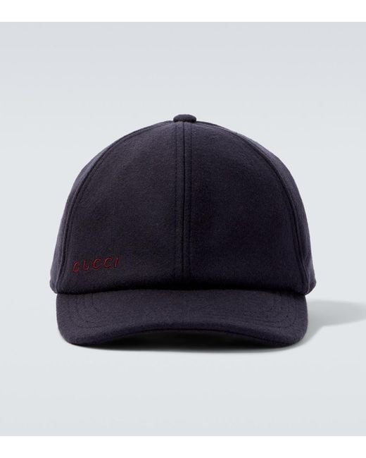 Gucci Blue Logo Wool Baseball Cap for men