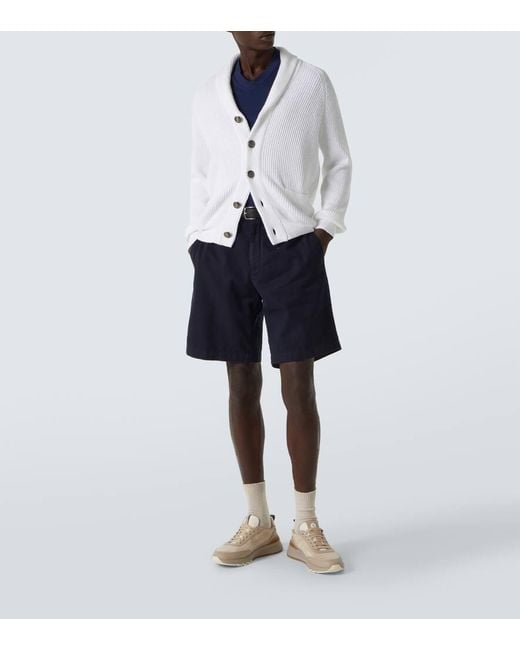 Brunello Cucinelli White Shawl Cardigan for men