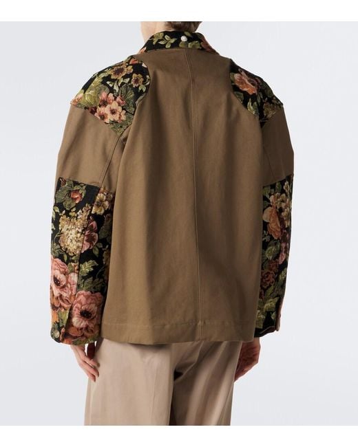 Simone Rocha Green Floral Patchwork Cotton Jacket for men
