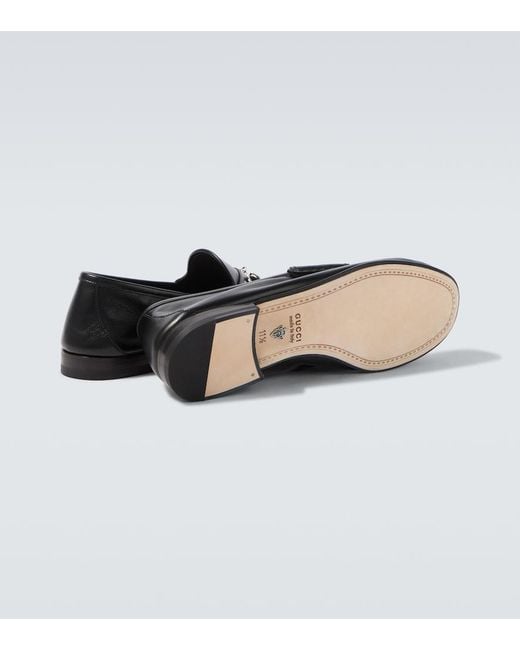 Gucci Black Lugano Horsebit Leather Loafers for men