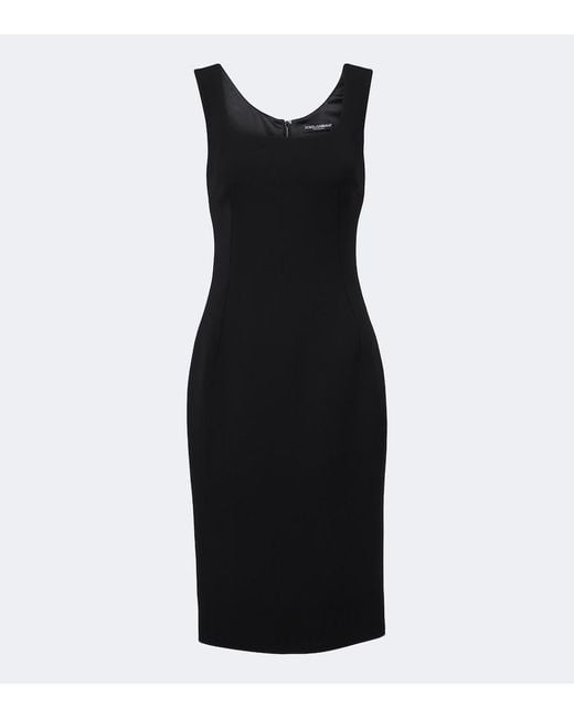 Dolce & Gabbana Black Virgin Wool Midi Dress