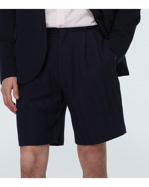 Missoni Blue Herringbone Cotton Blend Shorts for men