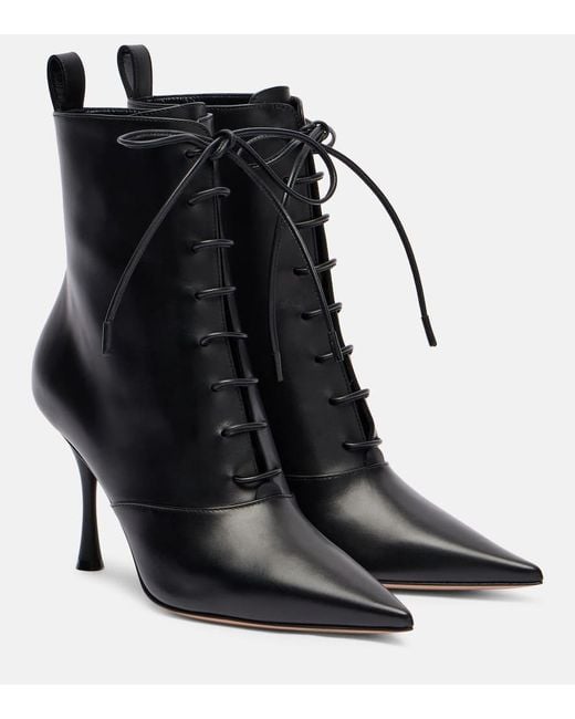 Botas De Piel Con Cordones Gianvito Rossi de color Black