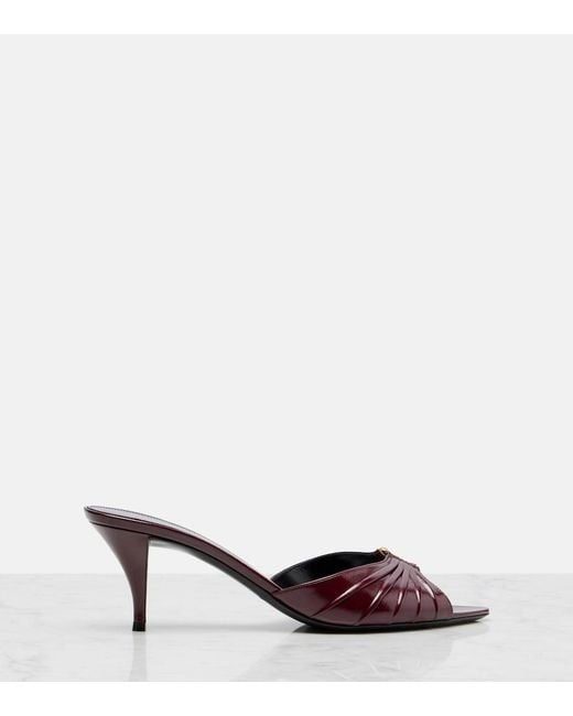 Saint Laurent Brown Babylone Cassandre 60 Leather Mules