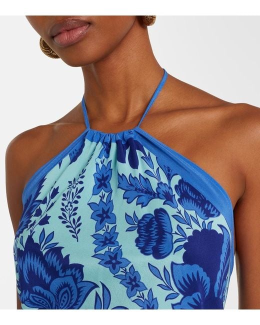 Etro Blue Paisley Halterneck Silk Top