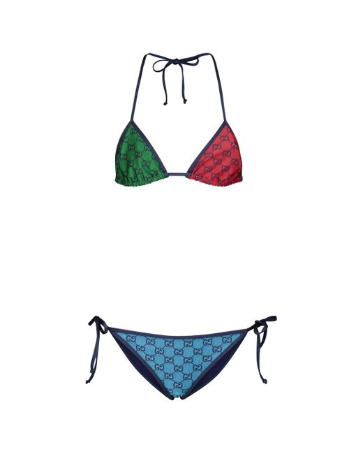 Bikini a triangolo in jersey GG Multicolor di Gucci