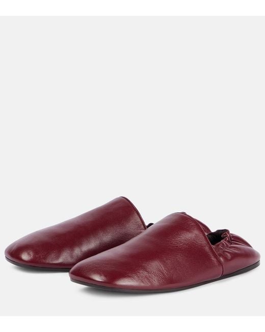 Khaite Purple Banks Leather Slip-On Shoes
