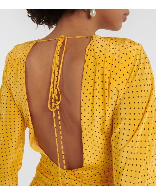 Vestido corto de seda con volantes y lunares Alessandra Rich de color Yellow