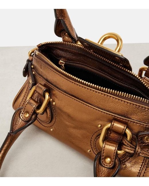Chloé Brown Paddington Metallic Leather Shoulder Bag