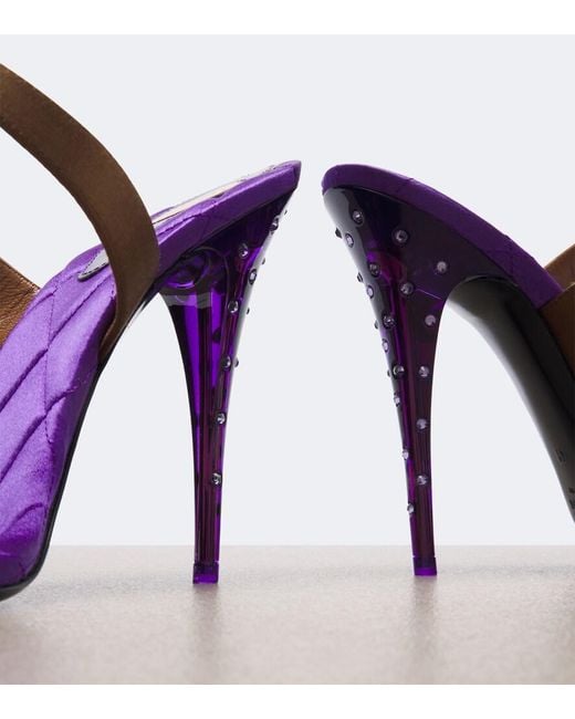 Saint Laurent Purple Ivresse Embellished Quilted Satin Sandals