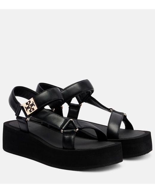 Tory Burch Black Plateausandalen Mellow Aus Leder
